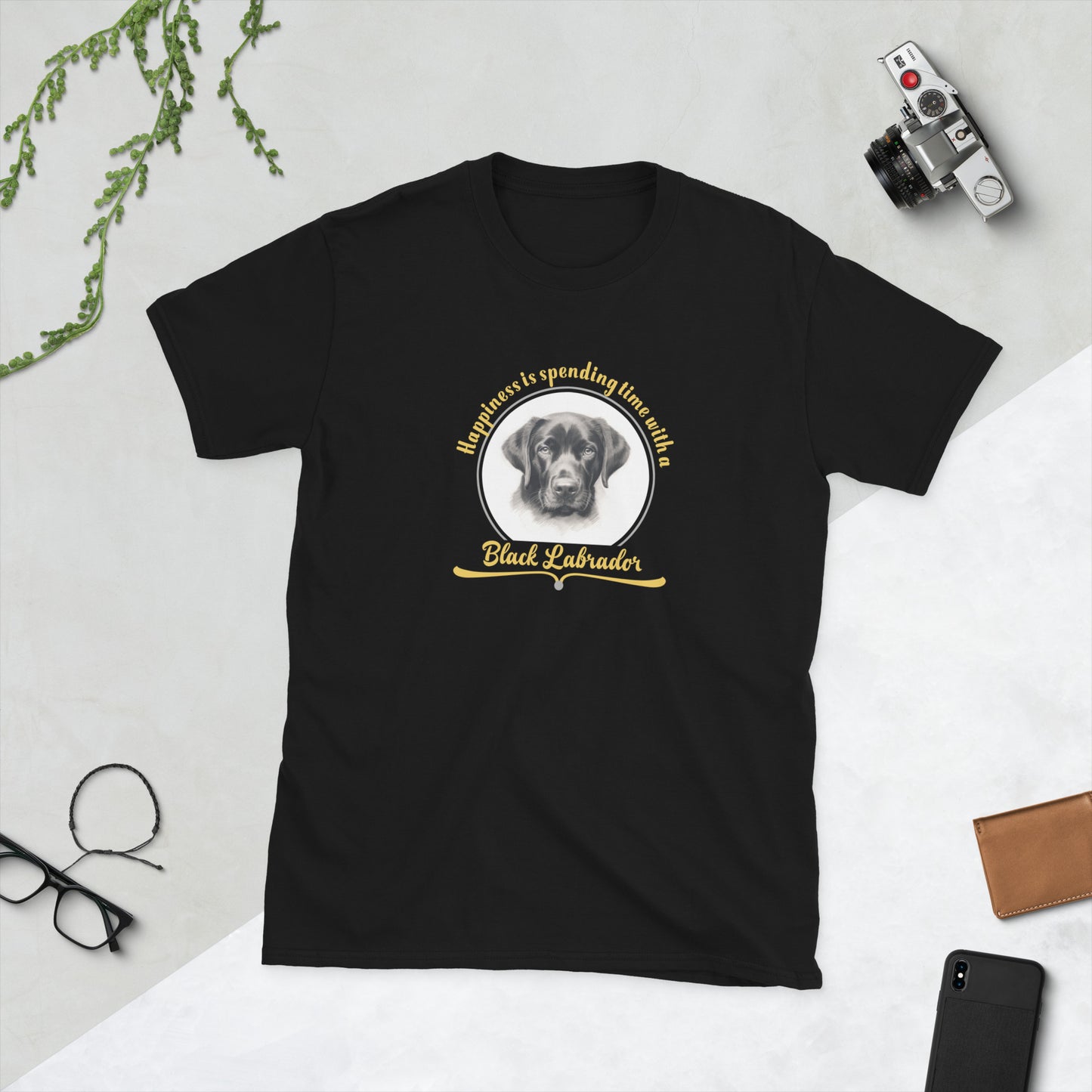 Happiness is spending time with a black labrador - Short-Sleeve Unisex T-Shirt