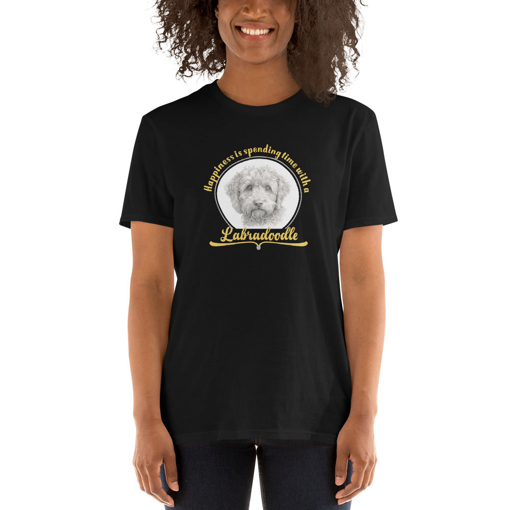 Happiness is spending time with a labradoodle - Short-Sleeve Unisex T-Shirt