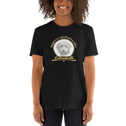 Happiness is spending time with a labradoodle - Short-Sleeve Unisex T-Shirt