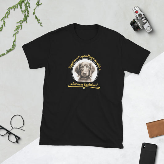 Happiness is spending time with a dachshund - Short-Sleeve Unisex T-Shirt