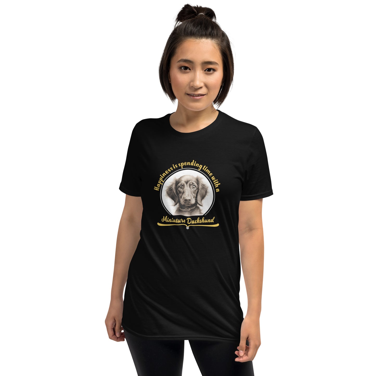 Happiness is spending time with a dachshund - Short-Sleeve Unisex T-Shirt