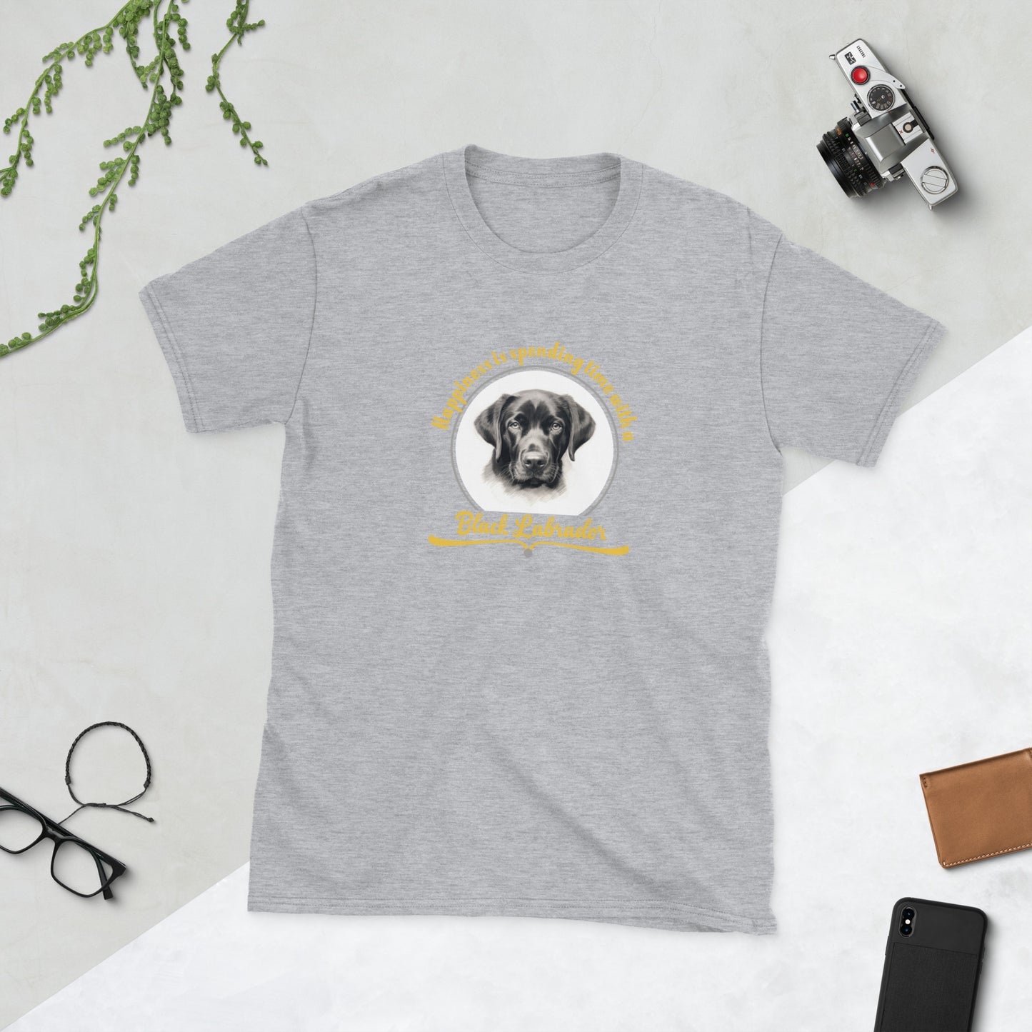 Happiness is spending time with a black labrador - Short-Sleeve Unisex T-Shirt