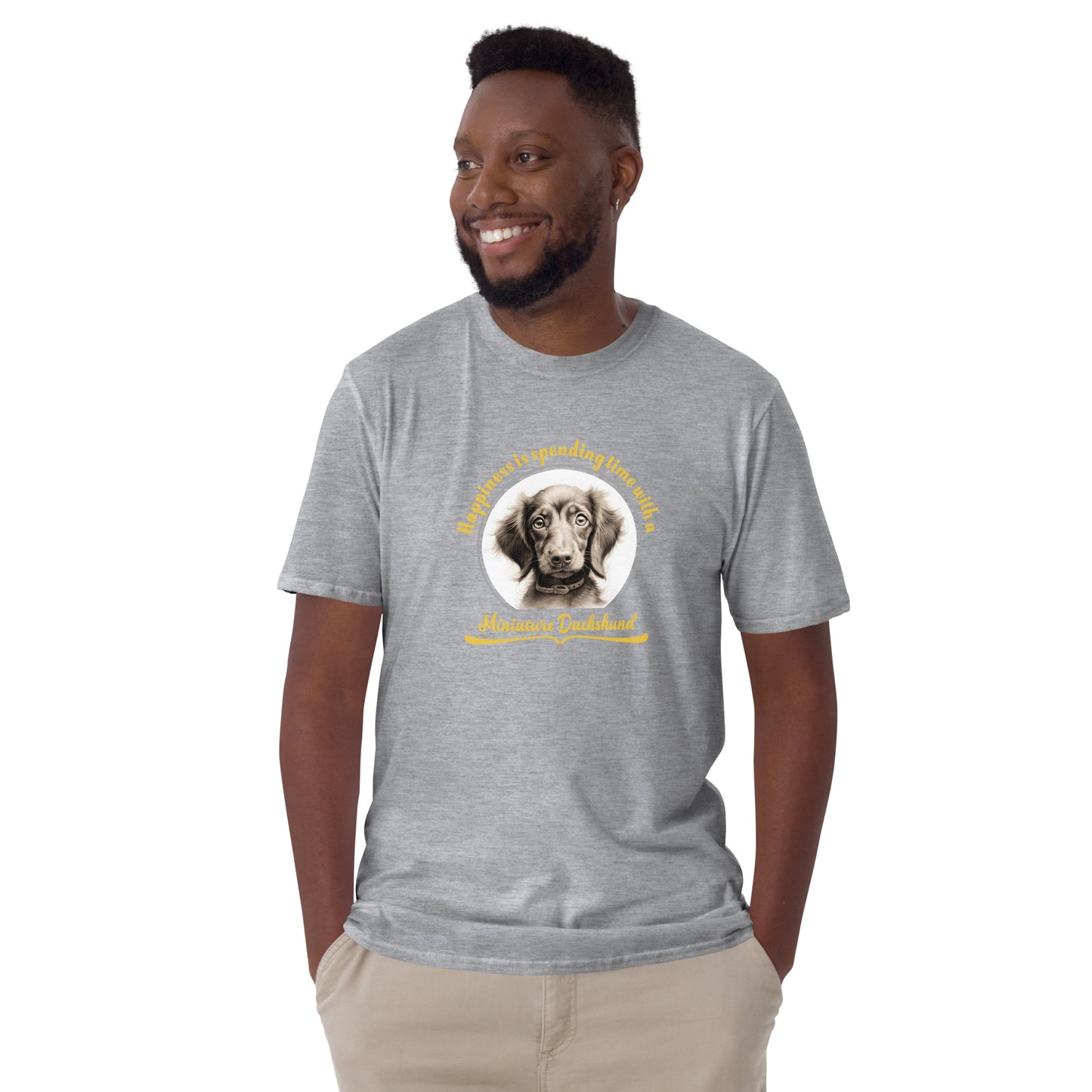 Happiness is spending time with a dachshund - Short-Sleeve Unisex T-Shirt