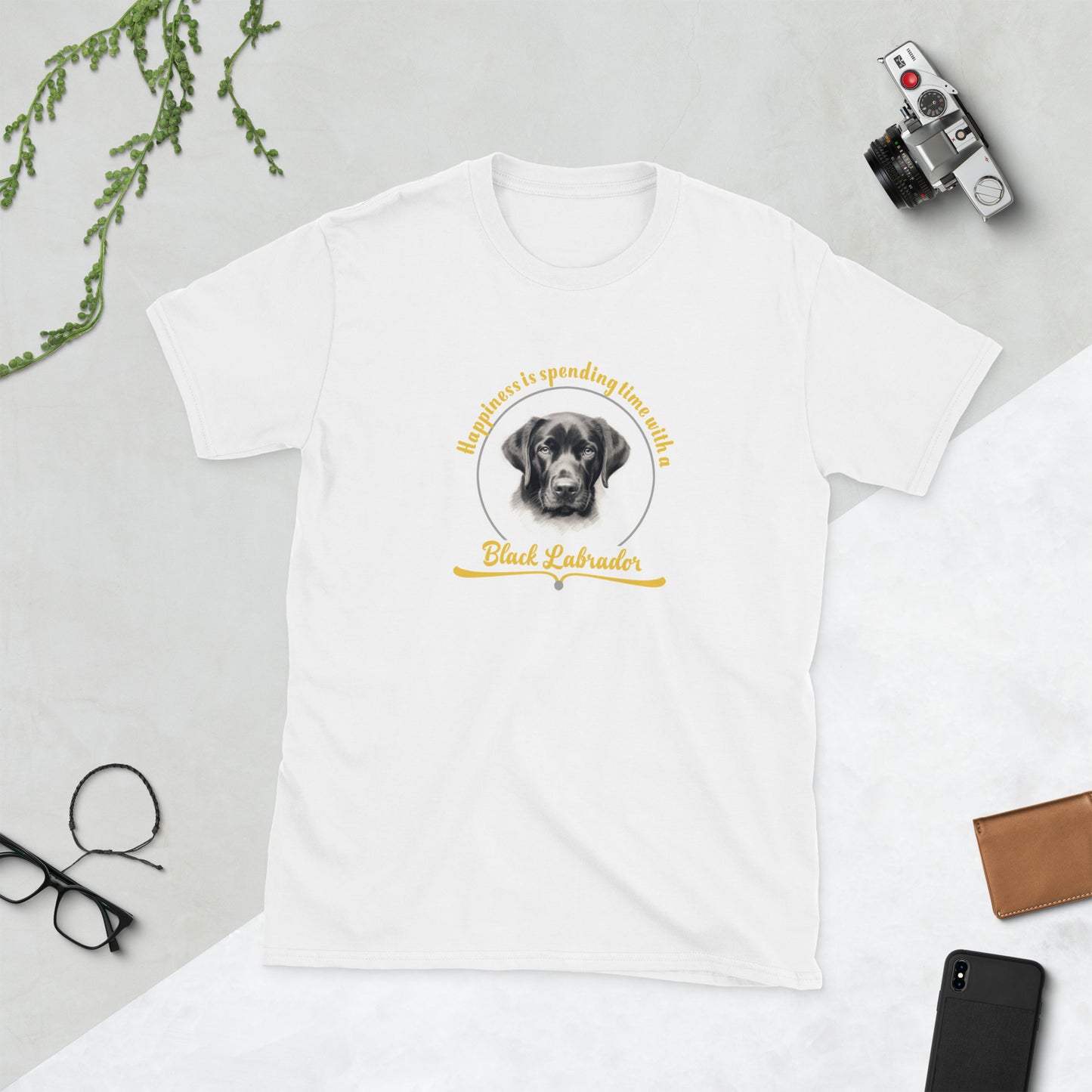 Happiness is spending time with a black labrador - Short-Sleeve Unisex T-Shirt