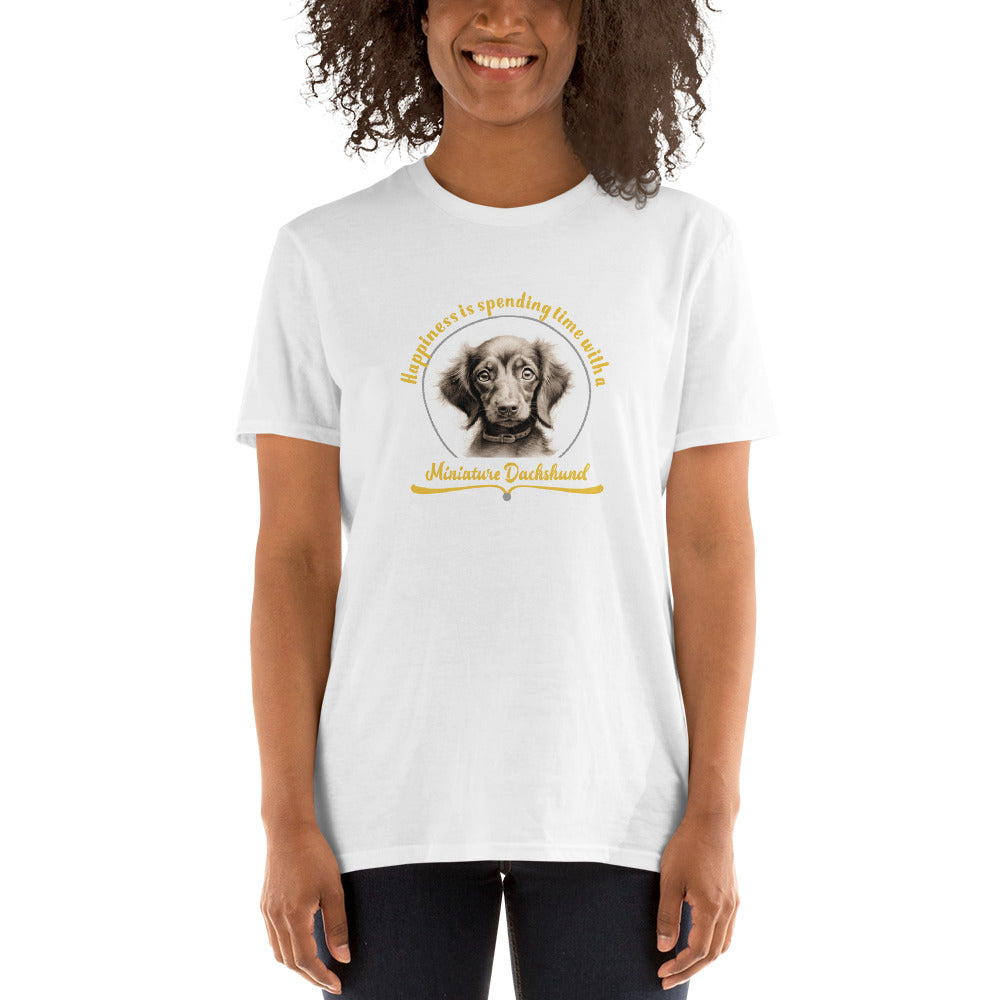 Happiness is spending time with a dachshund - Short-Sleeve Unisex T-Shirt