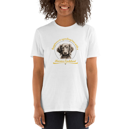 Happiness is spending time with a dachshund - Short-Sleeve Unisex T-Shirt