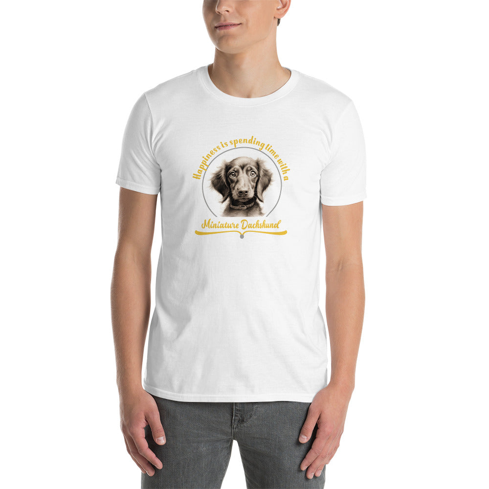 Happiness is spending time with a dachshund - Short-Sleeve Unisex T-Shirt