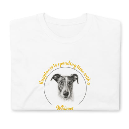 Happiness is spending time with a whippet - Short-Sleeve Unisex T-Shirt